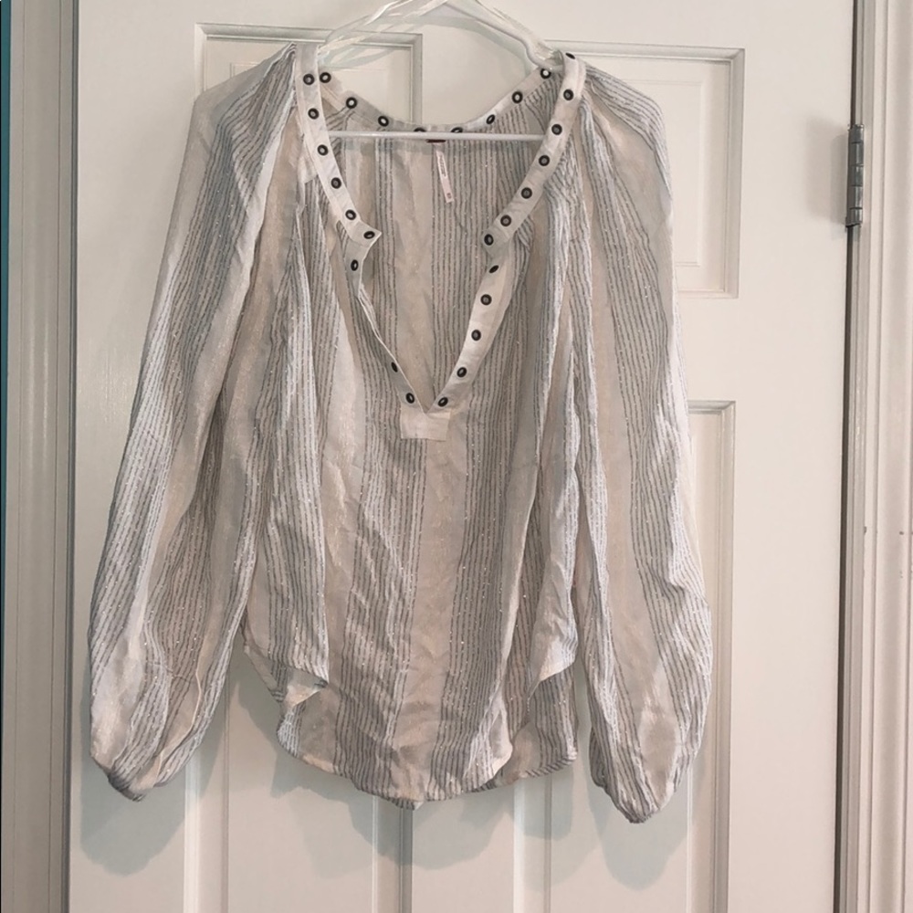 White and silver free people shirt
